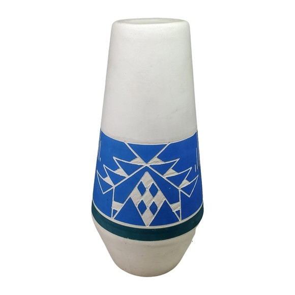 VTG Sioux Native American Pottery Vase Signed By Artist SPRC SD 10" Blue Green - Picture 1 of 11